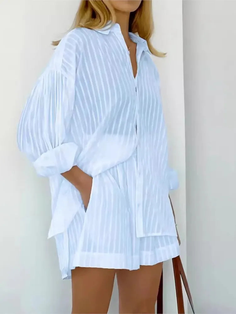 Women's Shirt and Shorts Set – Relaxed Oversized Fit