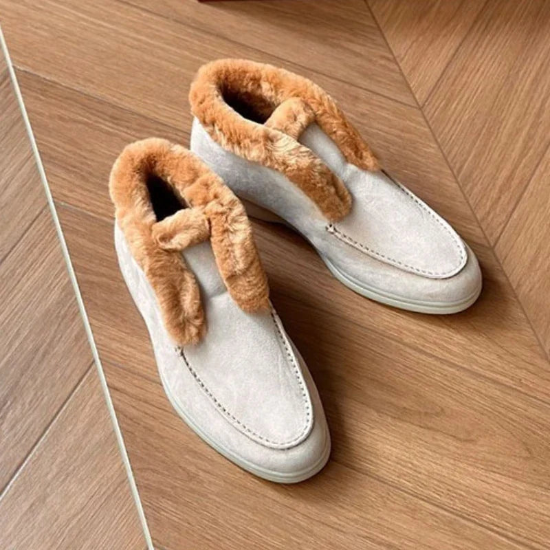 Women's Moc-Toe Loafer Boot – Shearling-Lined Slip-On
