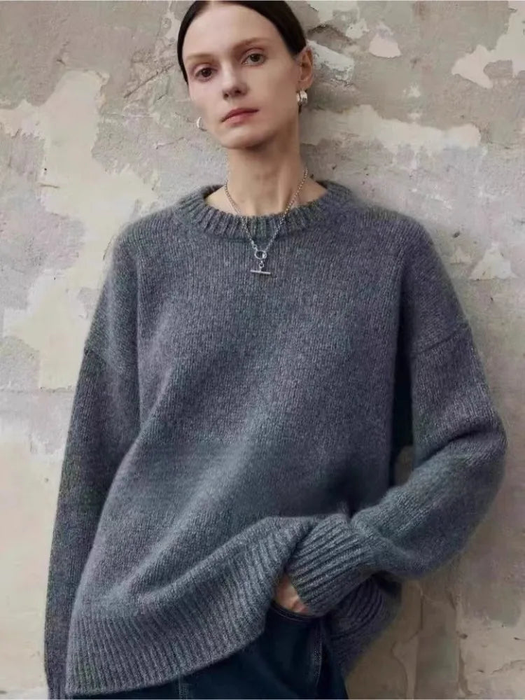 Women's Oversized Knit Sweater – Relaxed Drape Fit