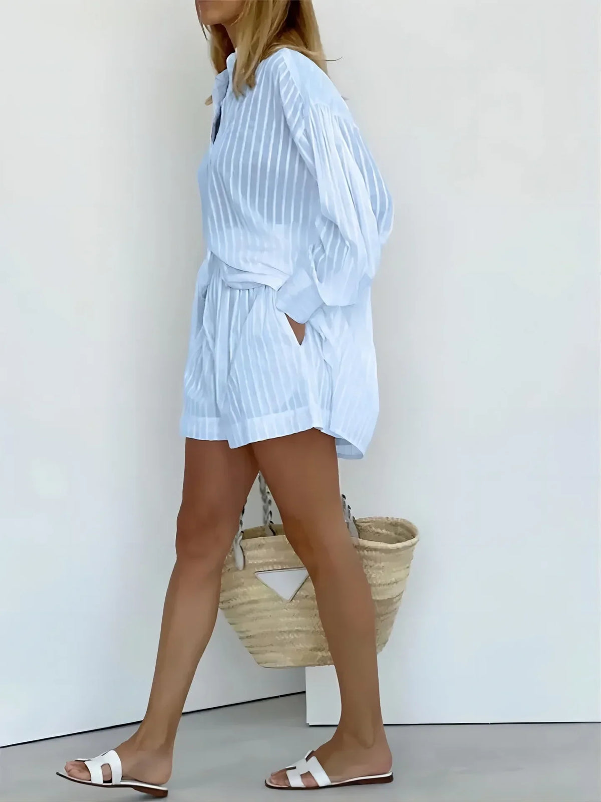 Women's Shirt and Shorts Set – Relaxed Oversized Fit
