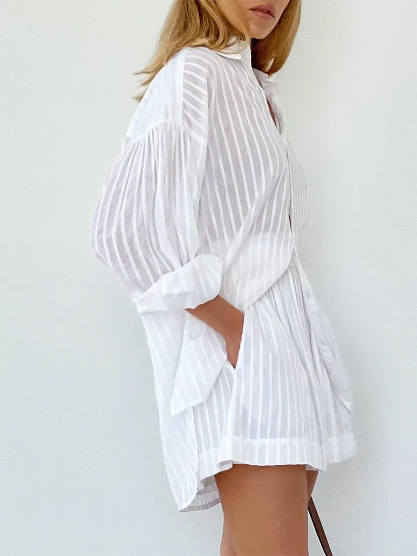 Women's Shirt and Shorts Set – Relaxed Oversized Fit