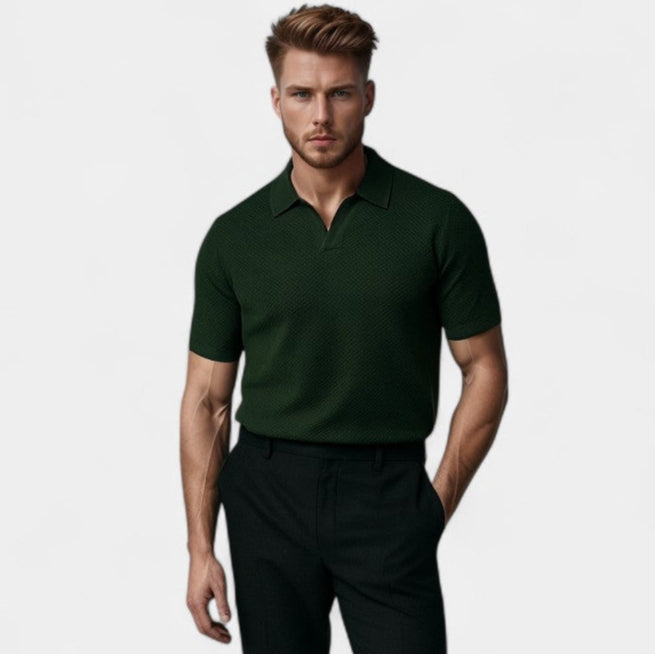 Men's Buttonless Polo Shirt – Open Collar Clean Front