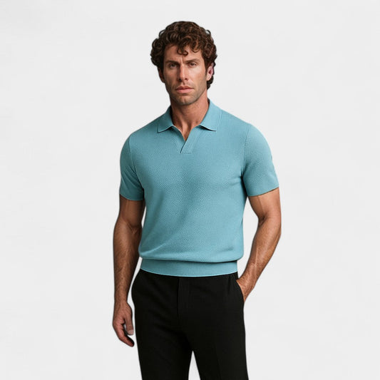 Men's Buttonless Polo Shirt – Open Collar Clean Front
