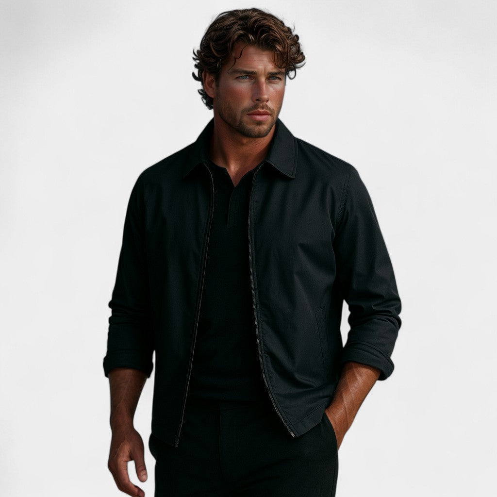 Men's Lapel-Collar Windbreaker Jacket – Relaxed Straight Fit