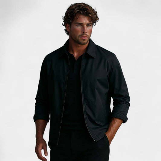 Men's Lapel-Collar Windbreaker Jacket – Relaxed Straight Fit