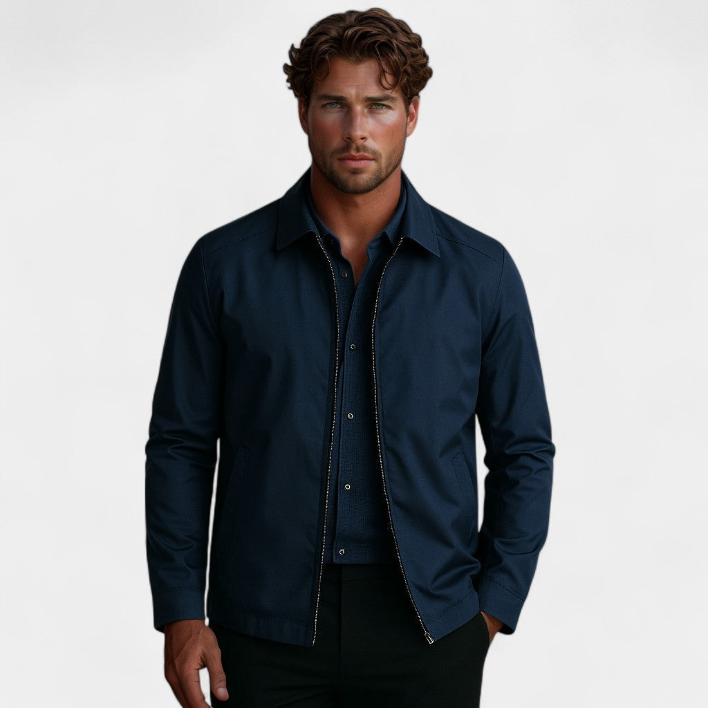 Men's Lapel-Collar Windbreaker Jacket – Relaxed Straight Fit