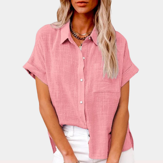 Women's Linen Short-Sleeve Shirt – Relaxed Button-Front