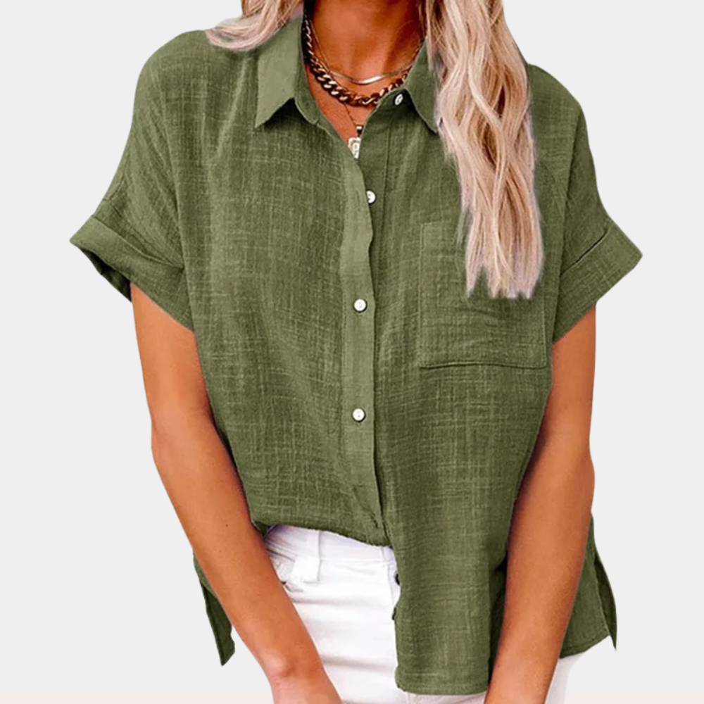 Women's Linen Short-Sleeve Shirt – Relaxed Button-Front