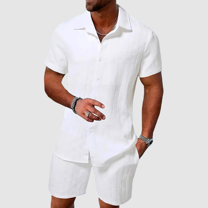 Men's Shirt and Shorts Set – Textured Relaxed Co-ord
