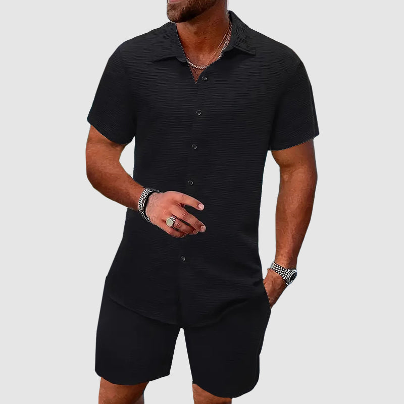 Men's Shirt and Shorts Set – Textured Relaxed Co-ord