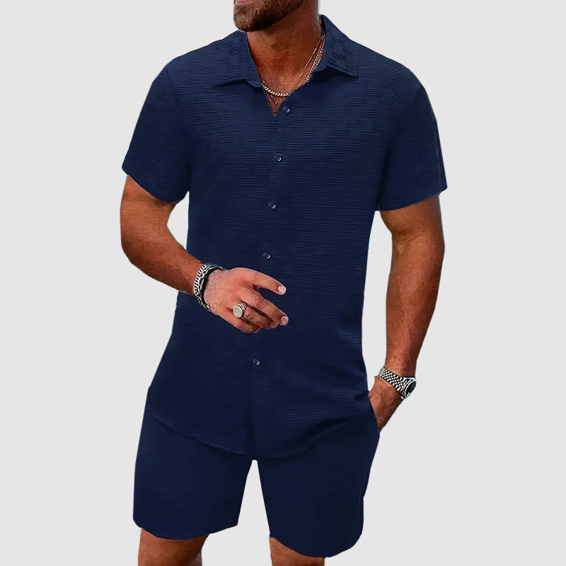 Men's Shirt and Shorts Set – Textured Relaxed Co-ord