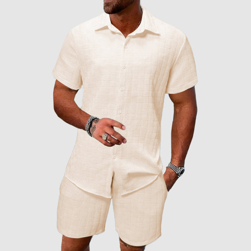 Men's Shirt and Shorts Set – Textured Relaxed Co-ord
