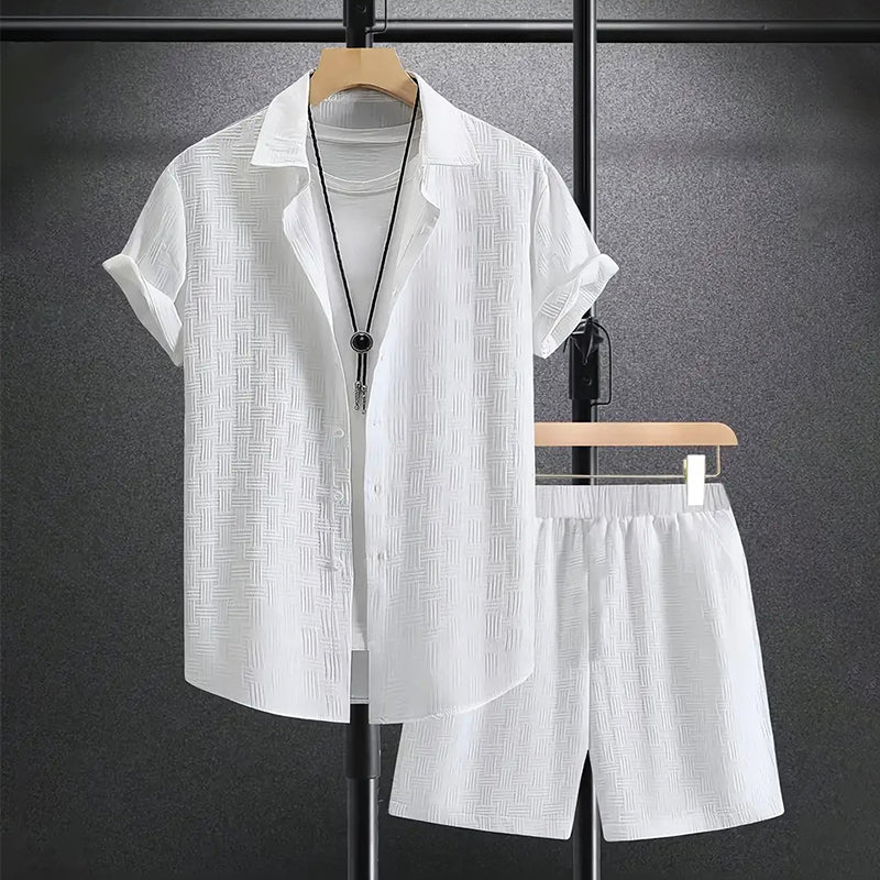 Men's Shirt and Shorts Set – Textured Relaxed Co-ord