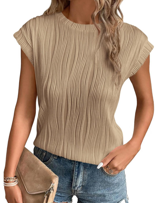 Women's Batwing Knit Top – Pleated Textured Loose Fit