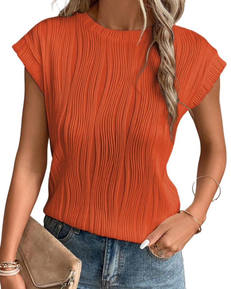Women's Batwing Knit Top – Pleated Textured Loose Fit