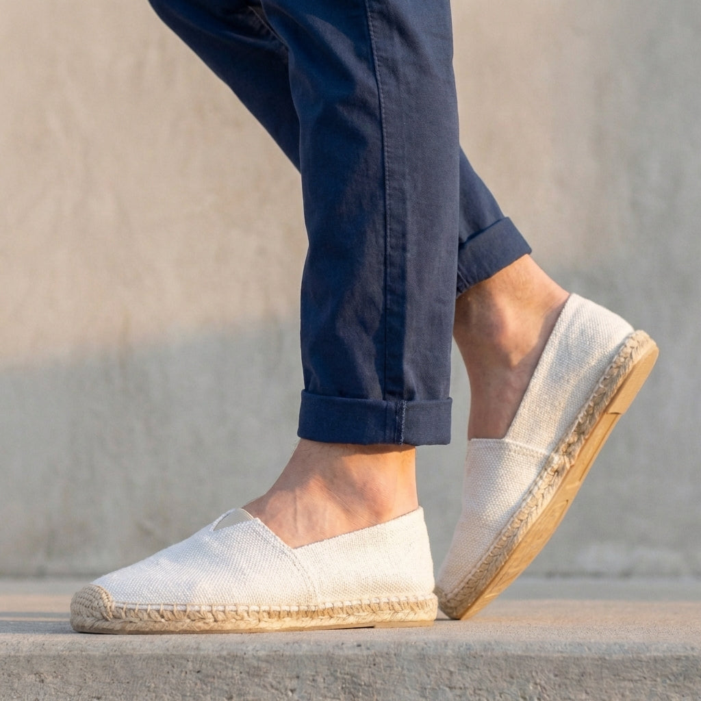Men's Slip-On Espadrilles – Jute Sole, Cushioned Footbed