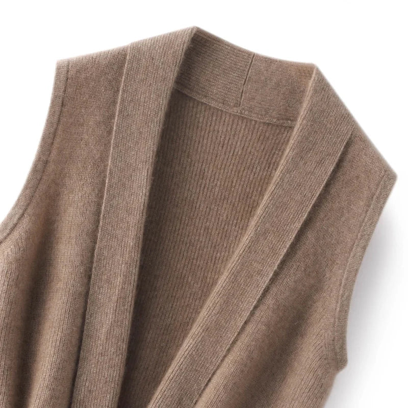 Women's Knit Vest – Slim Fit with Waist Tie
