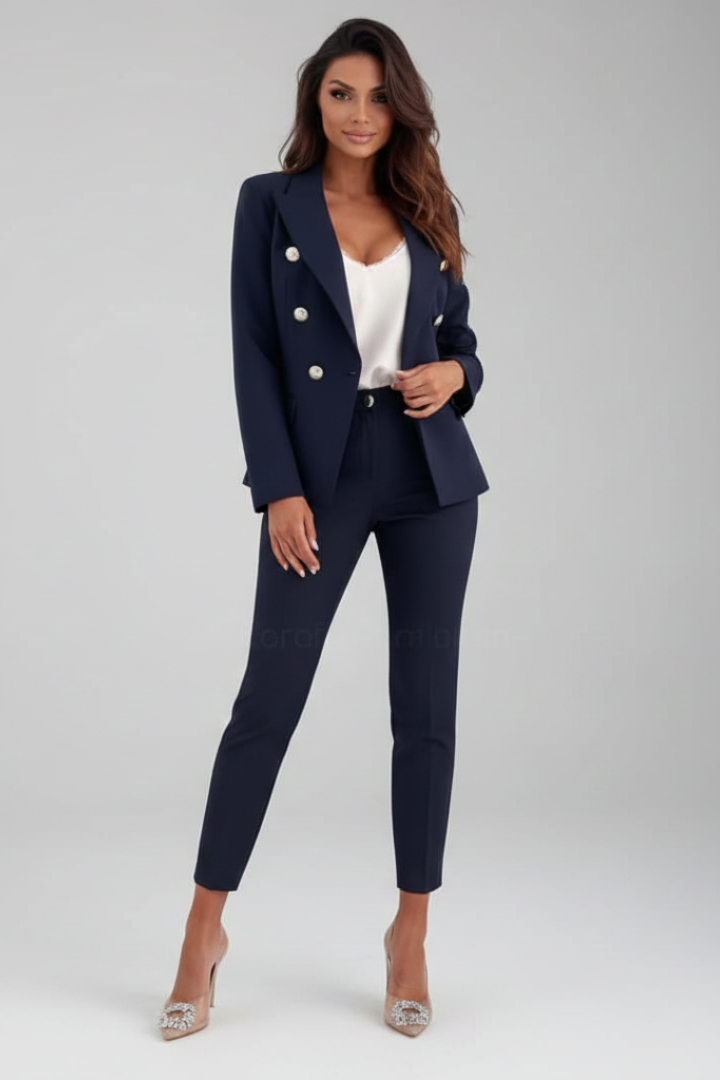 Women's Double-Breasted Pant Suit – Slim Tapered Pants