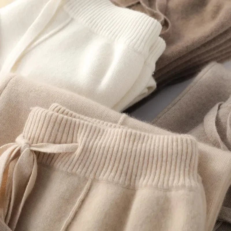 Women's Cashmere-Blend Sweatpants – High-Rise Relaxed Leg