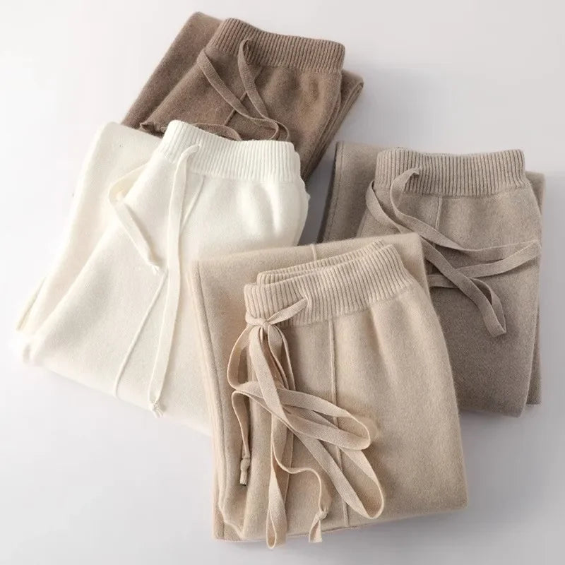 Women's Cashmere-Blend Sweatpants – High-Rise Relaxed Leg