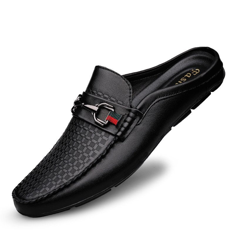 Men's Leather Loafer Mule – Backless Slip-On Design