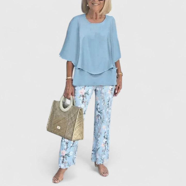 Women's Two-Piece Pants Set – Half Sleeve Wide-Leg