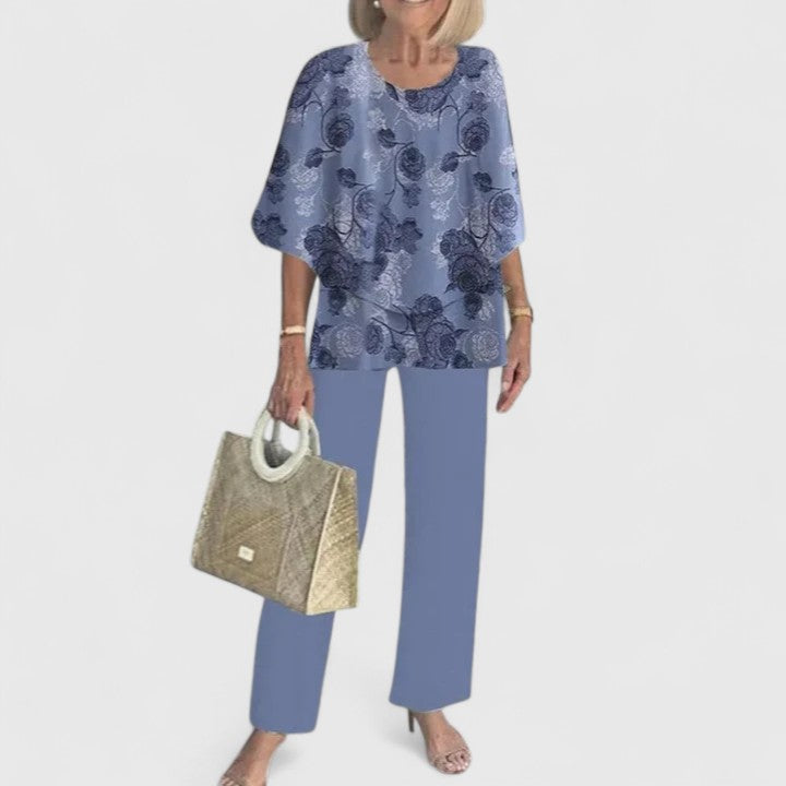 Women's Two-Piece Pants Set – Half Sleeve Wide-Leg