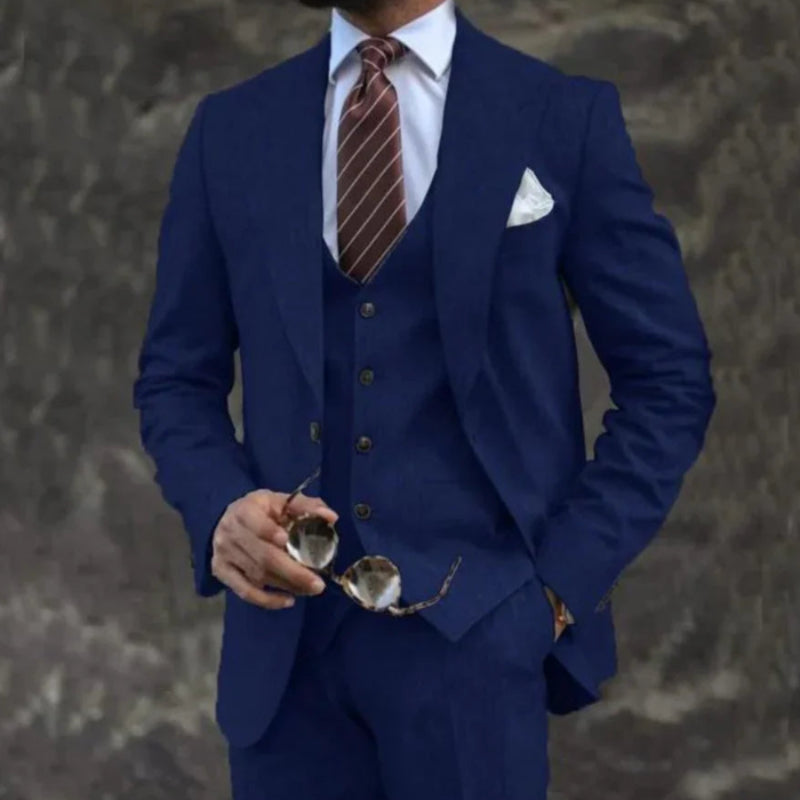 Men's Three-Piece Suit – Slim Cotton-Blend Fit