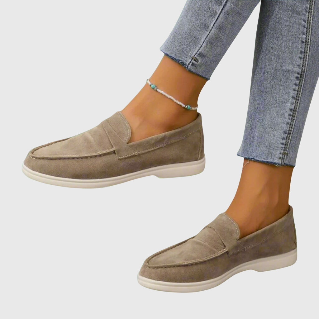 Women's Faux Suede Loafer – Slip-On Low Heel