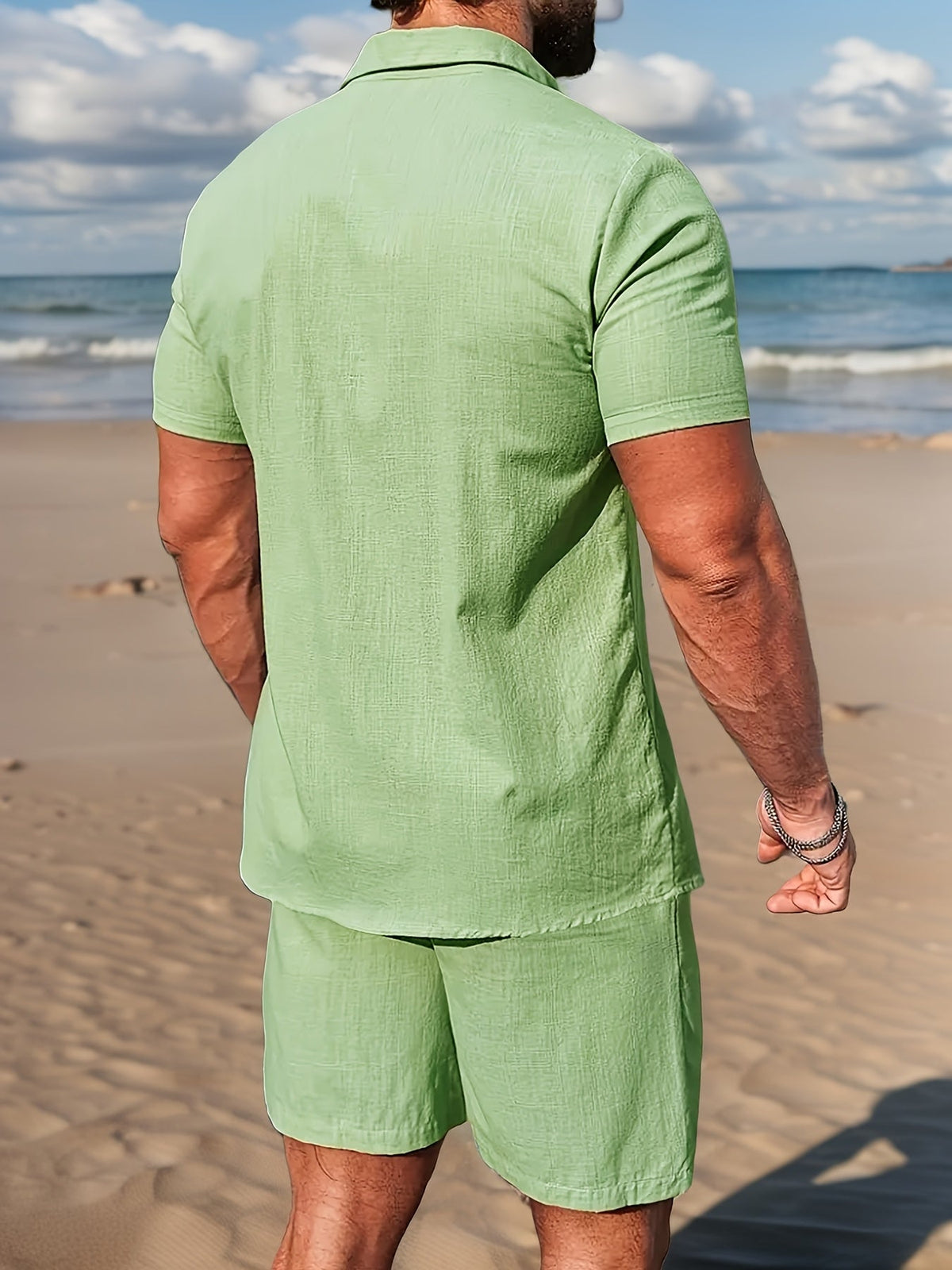 Men's Linen Shirt and Shorts Set – Short Sleeve Regular Fit