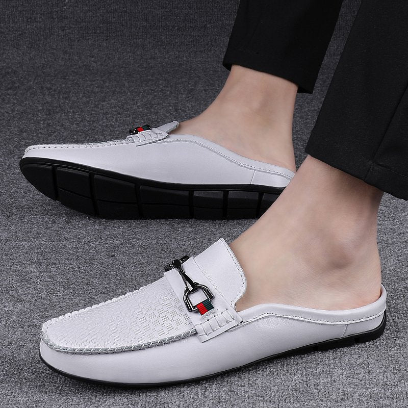 Men's Leather Loafer Mule – Backless Slip-On Design