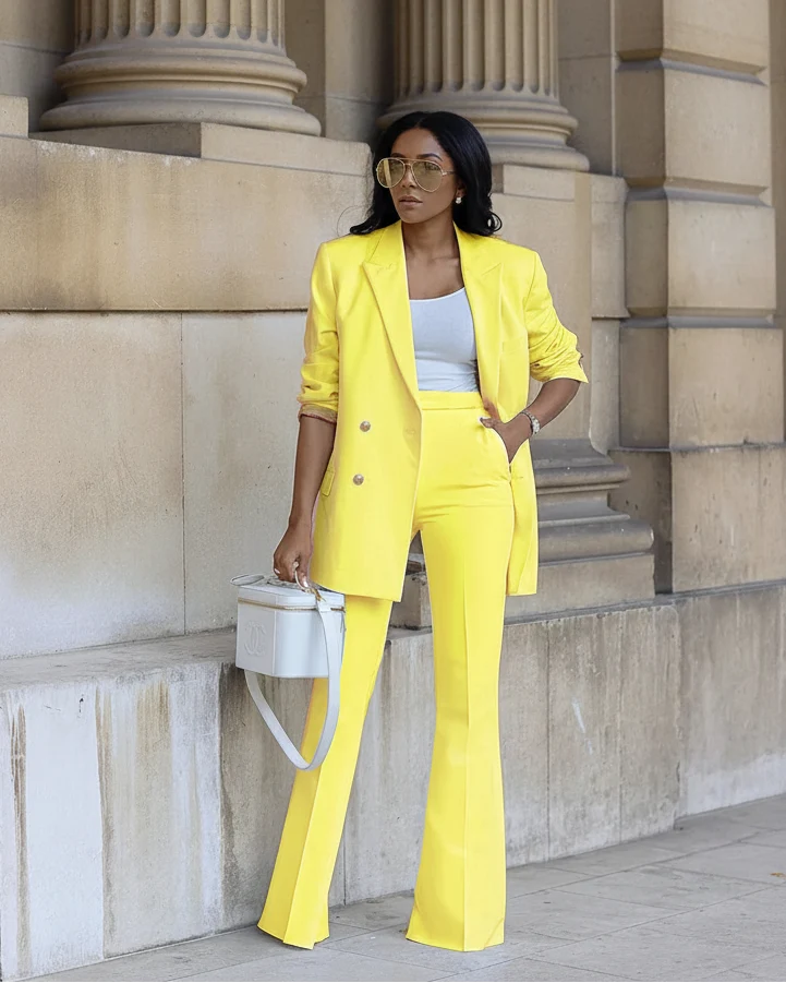 Women's Wide-Leg Pant Suit Set – Tailored Two-Piece