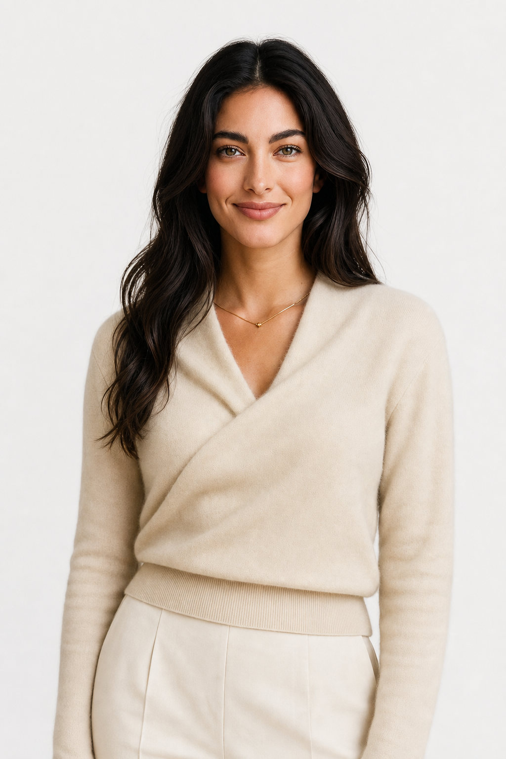 Women's Cashmere Sweater – Crossover Collar