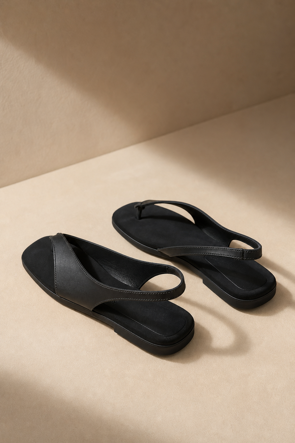 Women's Flat Sandal – Square-Toe Retro Strap