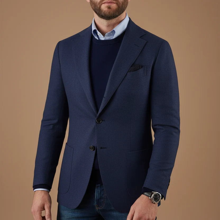Men's Printed Blazer – Slim Double-Buckle Front