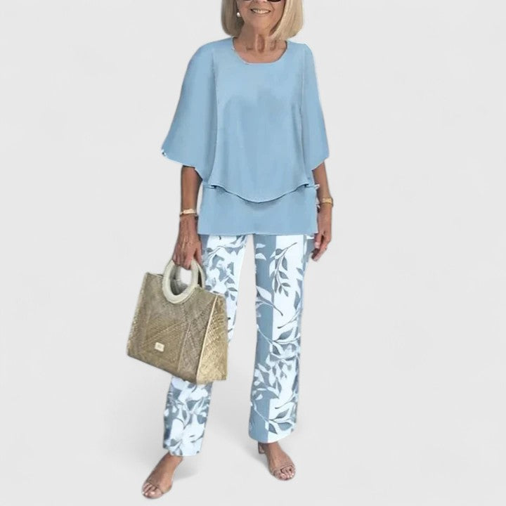 Women's Two-Piece Pants Set – Half Sleeve Wide-Leg
