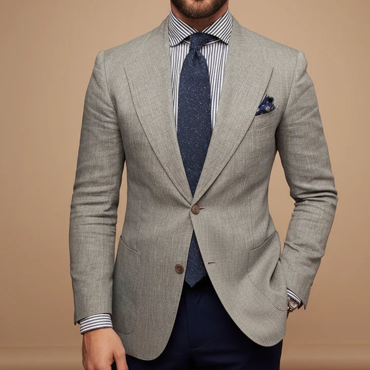 Men's Printed Blazer – Slim Double-Buckle Front