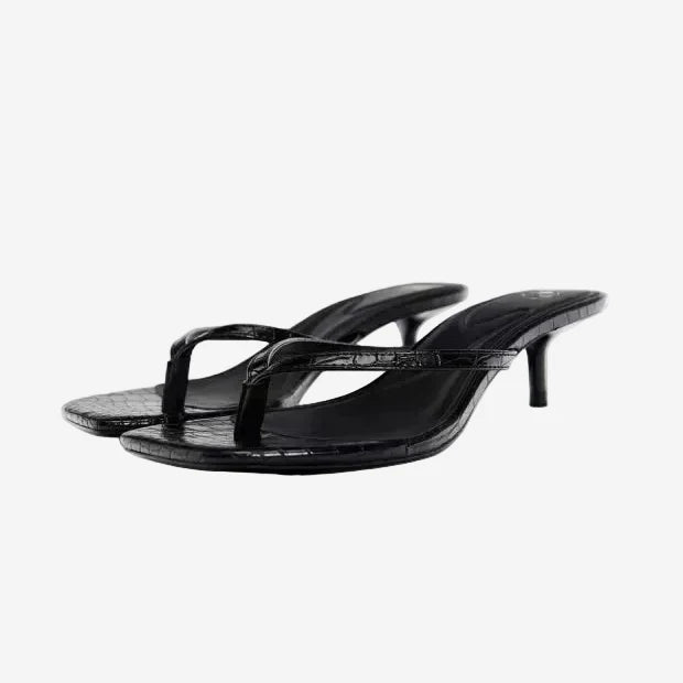 Women's Kitten Heel Sandal – Square Toe Slim Straps