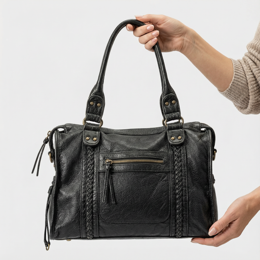 Women's Leather Handbag – Braided Structured Shape