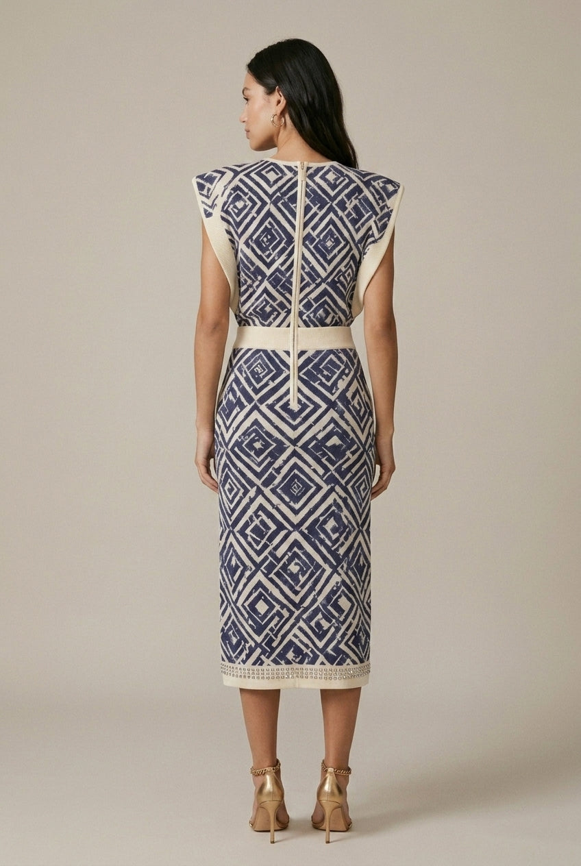 Women's Polka Dot Two-Piece Set – Top & Midi Skirt