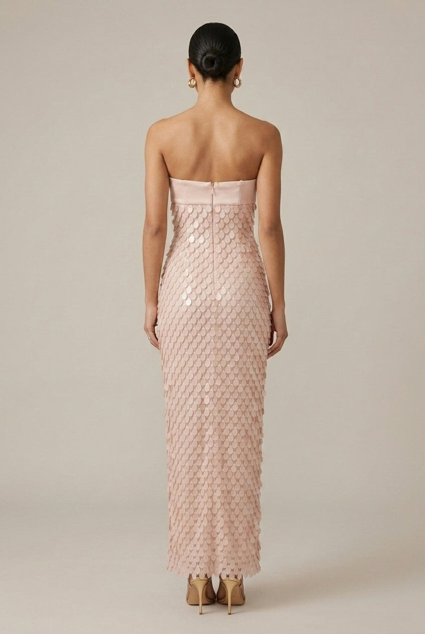 Women's Strapless Sequin Maxi Dress – Sweetheart Fitted Gown