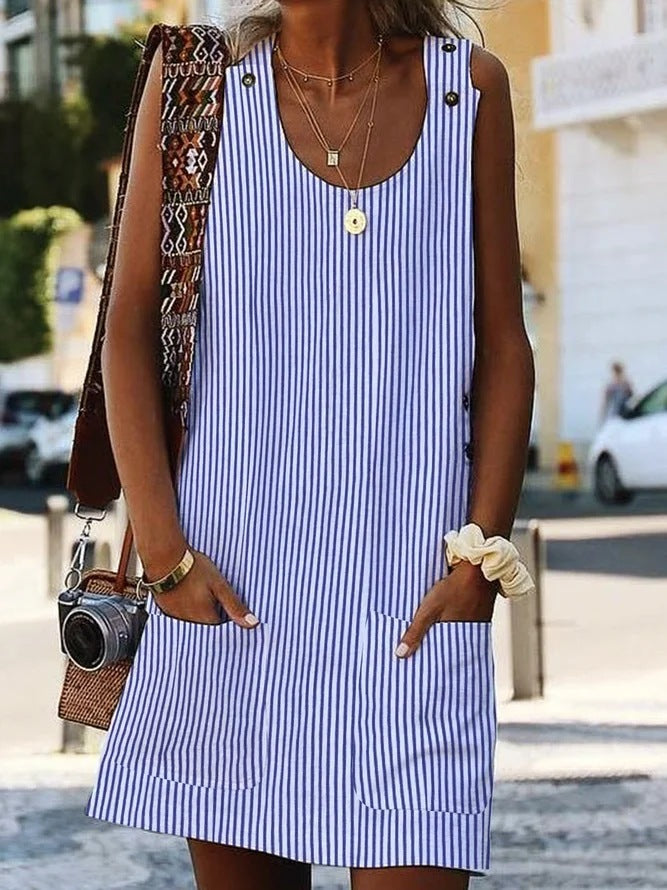 Women's Striped Mini Dress – Overall-Inspired Fit