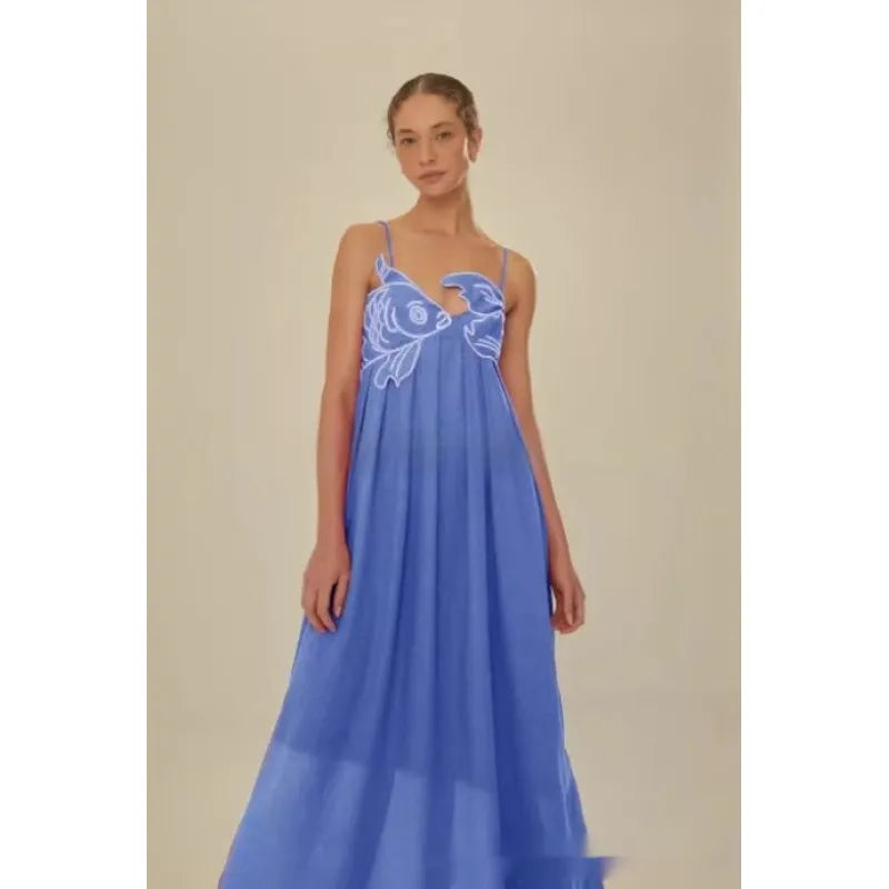 Women's Flounced Maxi Slip Dress – Sculpted Bodice Detail