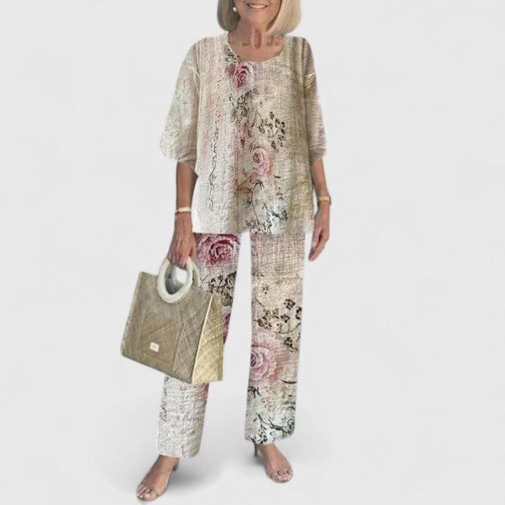 Women's Two-Piece Pants Set – Half Sleeve Wide-Leg