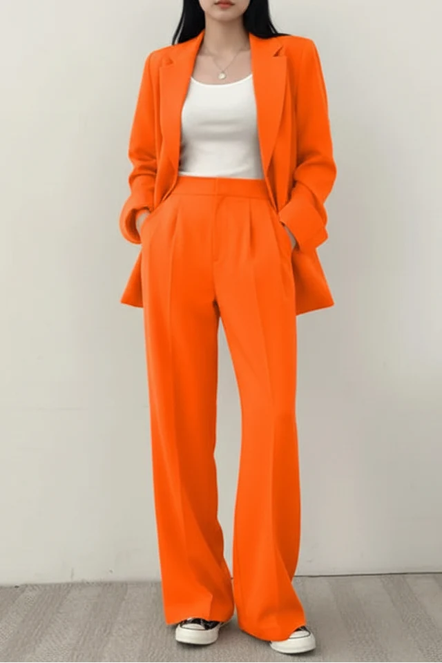 Women's Blazer and Wide-Leg Pants Set – Relaxed Two-Piece