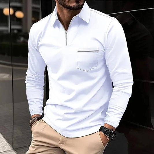 Men's Half-Zip Polo Shirt – Zip Pocket Detail
