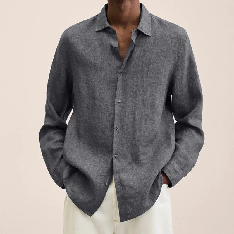 Men's Linen Shirt – Relaxed Roll-Tab Sleeve