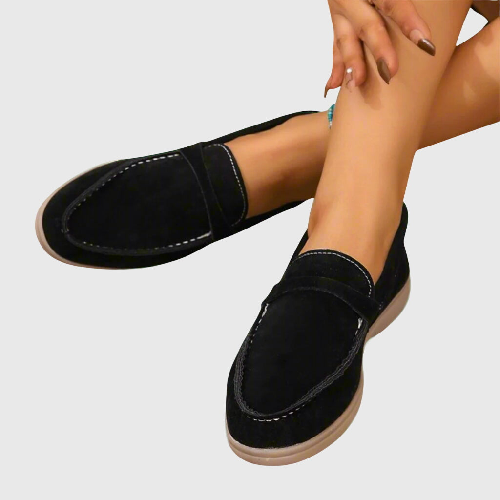 Women's Faux Suede Loafer – Slip-On Low Heel