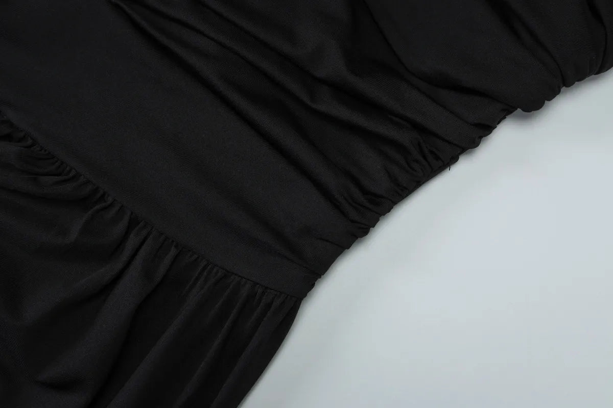 Women's Off-Shoulder Maxi Dress – Ruched Floor-Length Fit