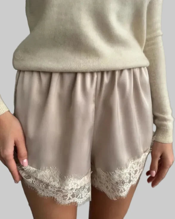 Women's Lace-Trim Shorts – Relaxed Lounge Fit